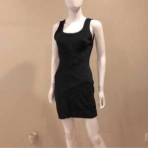 La Belle Vintage Black Bodycon Sheath Dress Medium Silver Sparkle Club Dress y2k